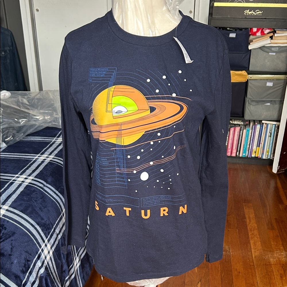 GAP Navy Blue Saturn Graphic Kids Long Sleeve Tee nwt